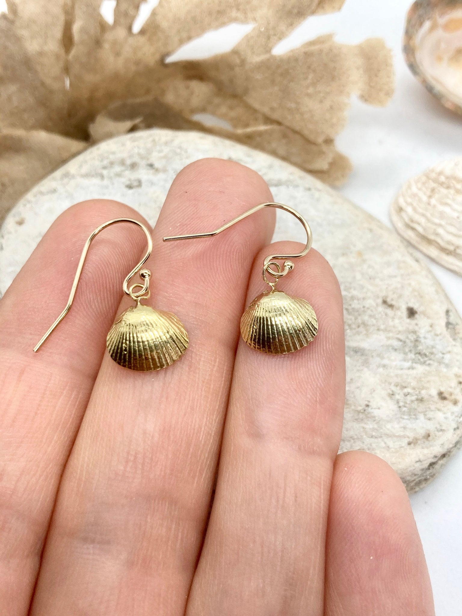 14k gold shell earrings outlets